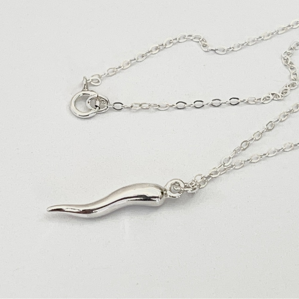Italien Horn sterling silver necklace